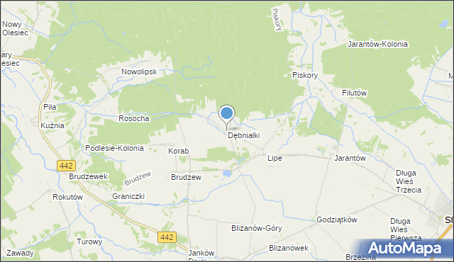 mapa Dębniałki, Dębniałki gmina Blizanów na mapie Targeo