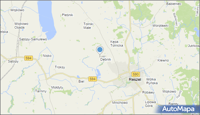 mapa Dębnik, Dębnik gmina Reszel na mapie Targeo