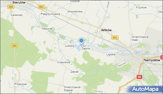 mapa Dębnik, Dębnik gmina Wilków na mapie Targeo