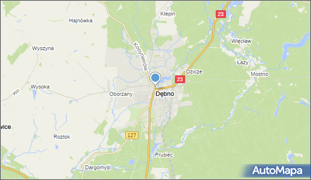 mapa Dębno, Dębno powiat myśliborski na mapie Targeo