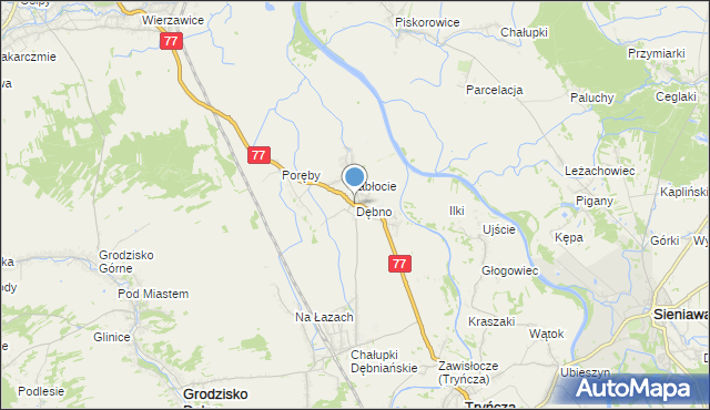 mapa Dębno, Dębno gmina Leżajsk na mapie Targeo