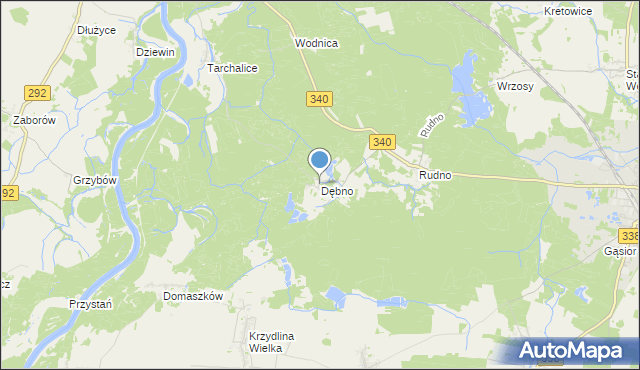 mapa Dębno, Dębno gmina Wołów na mapie Targeo
