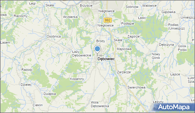 mapa Dębowiec, Dębowiec powiat jasielski na mapie Targeo