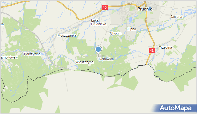 mapa Dębowiec, Dębowiec gmina Prudnik na mapie Targeo