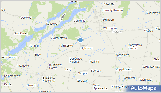 mapa Dębówiec, Dębówiec gmina Wilczyn na mapie Targeo