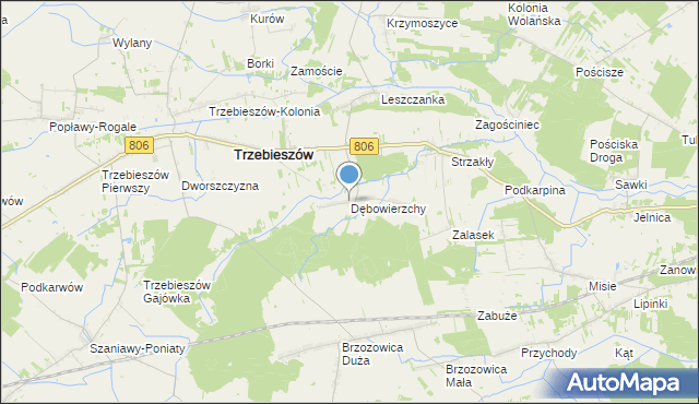 mapa Dębowierzchy, Dębowierzchy na mapie Targeo