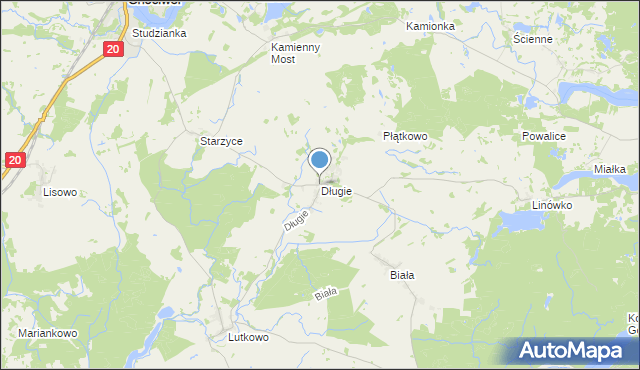 mapa Długie, Długie gmina Chociwel na mapie Targeo