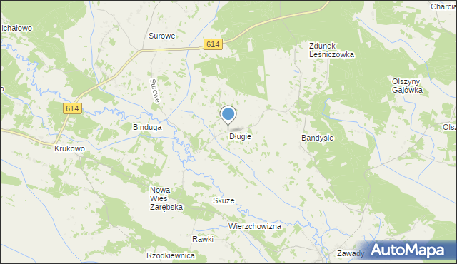 mapa Długie, Długie gmina Czarnia na mapie Targeo