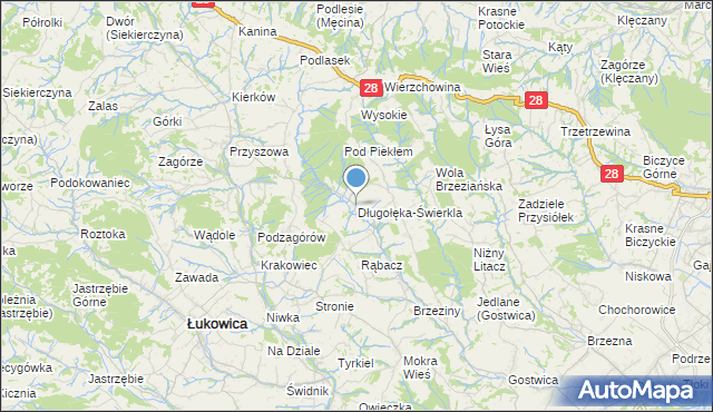 mapa Długołęka-Świerkla, Długołęka-Świerkla na mapie Targeo