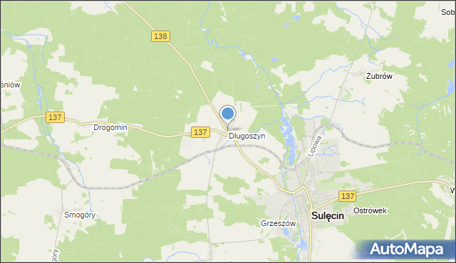 mapa Długoszyn, Długoszyn na mapie Targeo