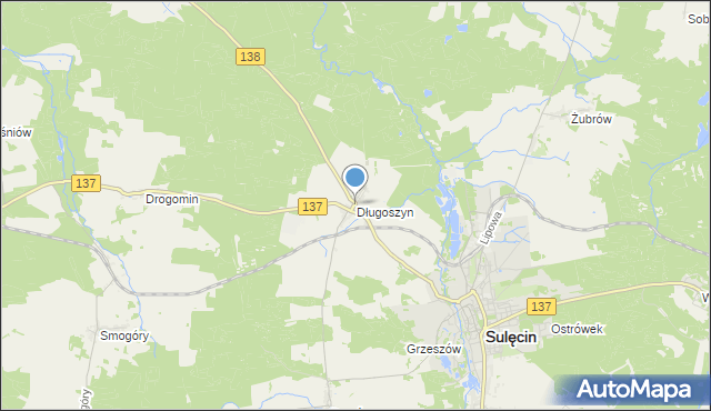 mapa Długoszyn, Długoszyn na mapie Targeo