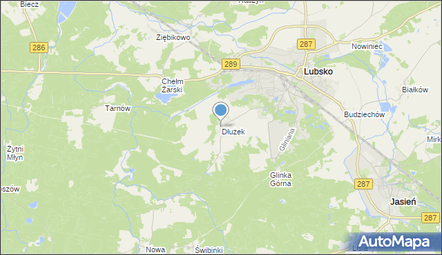 mapa Dłużek, Dłużek gmina Lubsko na mapie Targeo