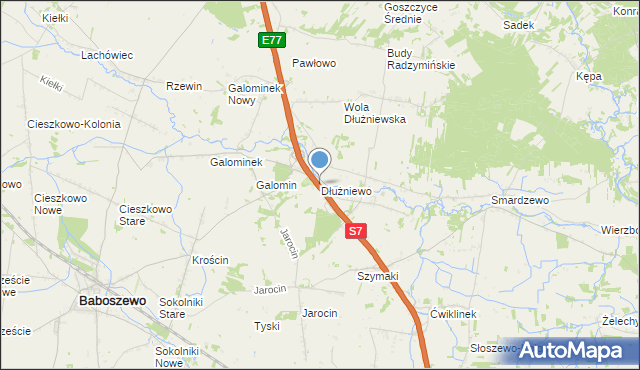 mapa Dłużniewo, Dłużniewo gmina Baboszewo na mapie Targeo