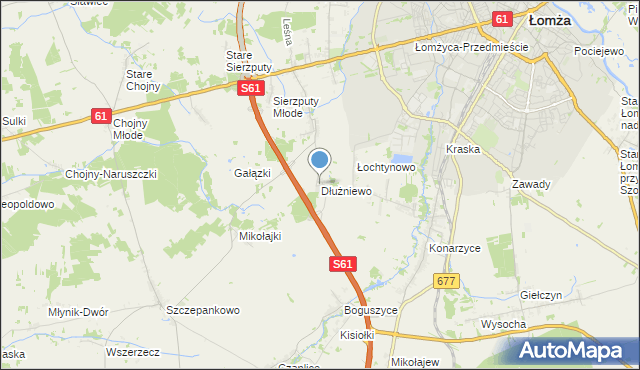 mapa Dłużniewo, Dłużniewo gmina Łomża na mapie Targeo