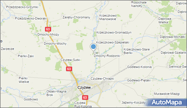 mapa Dmochy-Rodzonki, Dmochy-Rodzonki na mapie Targeo