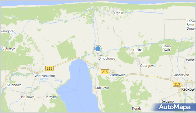 mapa Dmuchowo, Dmuchowo gmina Krokowa na mapie Targeo