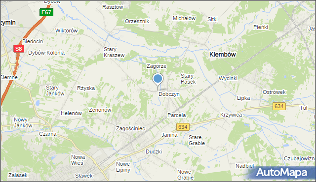 mapa Dobczyn, Dobczyn gmina Klembów na mapie Targeo