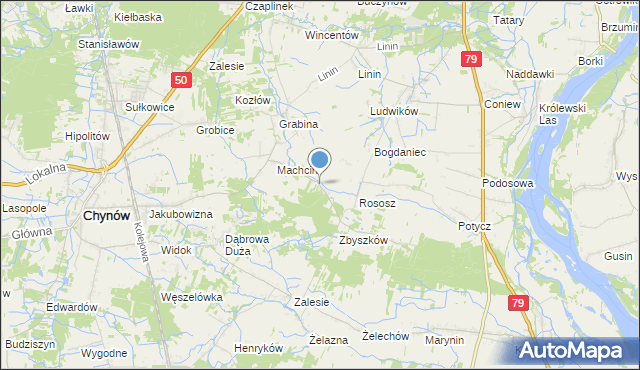 mapa Dobiecin, Dobiecin gmina Chynów na mapie Targeo