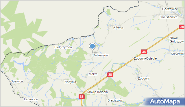 mapa Dobieszów, Dobieszów gmina Głubczyce na mapie Targeo