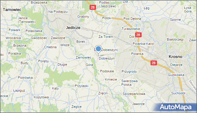 mapa Dobieszyn, Dobieszyn gmina Jedlicze na mapie Targeo