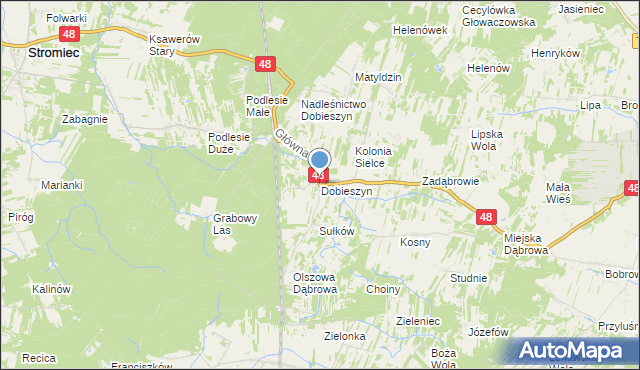 mapa Dobieszyn, Dobieszyn gmina Stromiec na mapie Targeo
