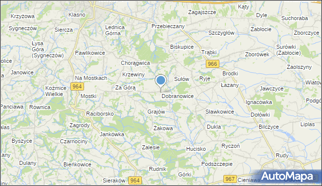 mapa Dobranowice, Dobranowice gmina Wieliczka na mapie Targeo
