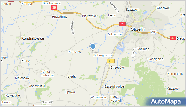 mapa Dobrogoszcz, Dobrogoszcz gmina Strzelin na mapie Targeo