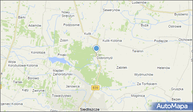 mapa Dobromyśl, Dobromyśl gmina Siedliszcze na mapie Targeo