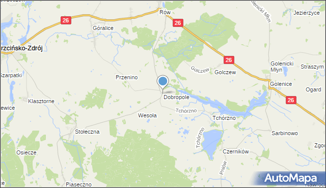 mapa Dobropole, Dobropole gmina Trzcińsko-Zdrój na mapie Targeo