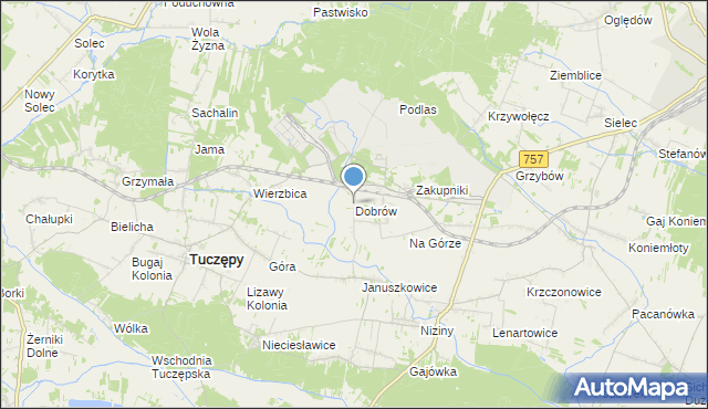 mapa Dobrów, Dobrów gmina Tuczępy na mapie Targeo