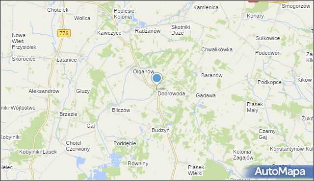 mapa Dobrowoda, Dobrowoda gmina Busko-Zdrój na mapie Targeo