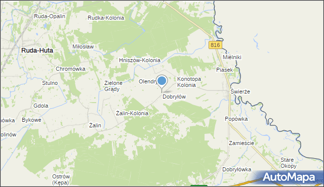 mapa Dobryłów, Dobryłów na mapie Targeo