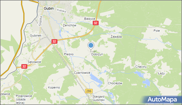 mapa Dobrzyń, Dobrzyń gmina Gubin na mapie Targeo