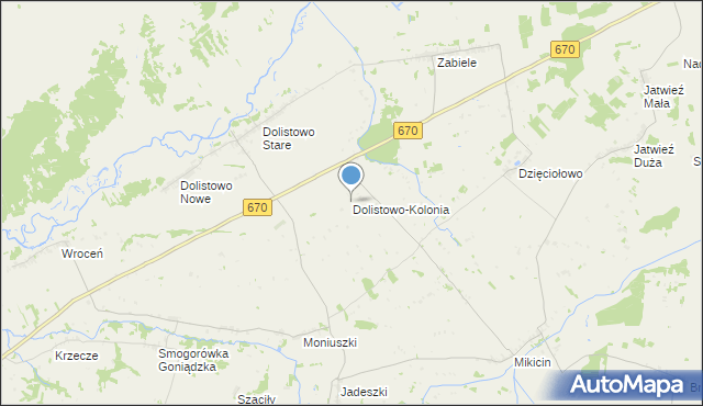 mapa Dolistowo-Kolonia, Dolistowo-Kolonia na mapie Targeo