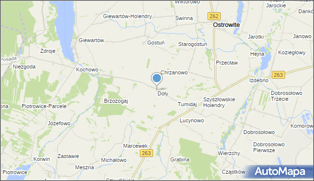 mapa Doły, Doły gmina Ostrowite na mapie Targeo