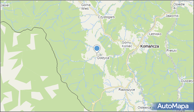 mapa Dołżyca, Dołżyca gmina Komańcza na mapie Targeo