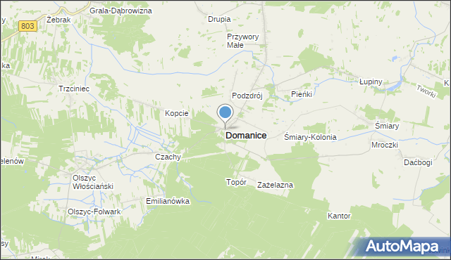 mapa Domanice, Domanice powiat siedlecki na mapie Targeo