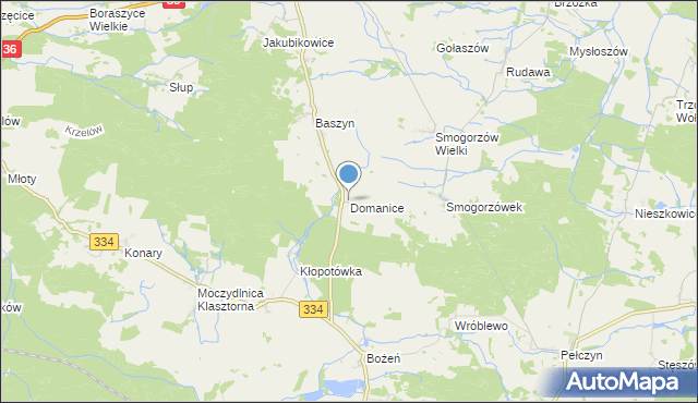 mapa Domanice, Domanice gmina Wińsko na mapie Targeo