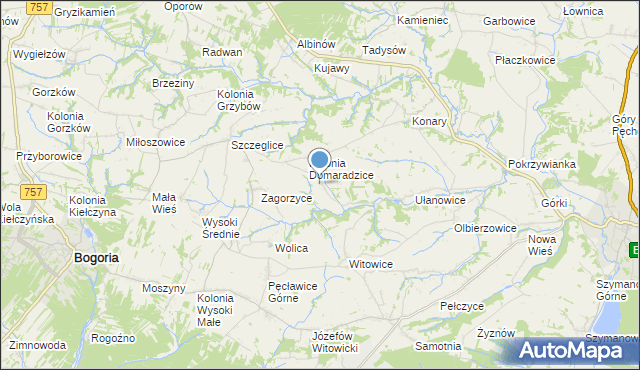 mapa Domaradzice, Domaradzice gmina Bogoria na mapie Targeo