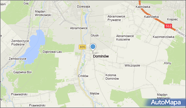 mapa Dominów, Dominów gmina Głusk na mapie Targeo