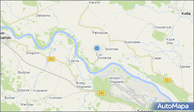 mapa Dorzecze, Dorzecze na mapie Targeo
