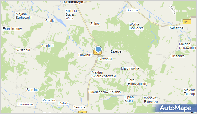 mapa Drewniki, Drewniki gmina Skierbieszów na mapie Targeo