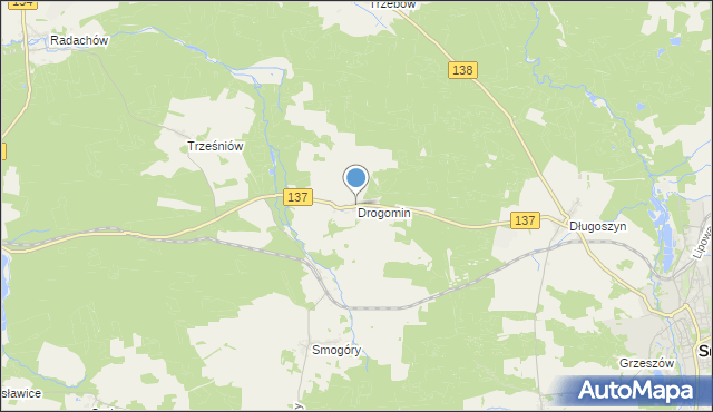 mapa Drogomin, Drogomin gmina Sulęcin na mapie Targeo