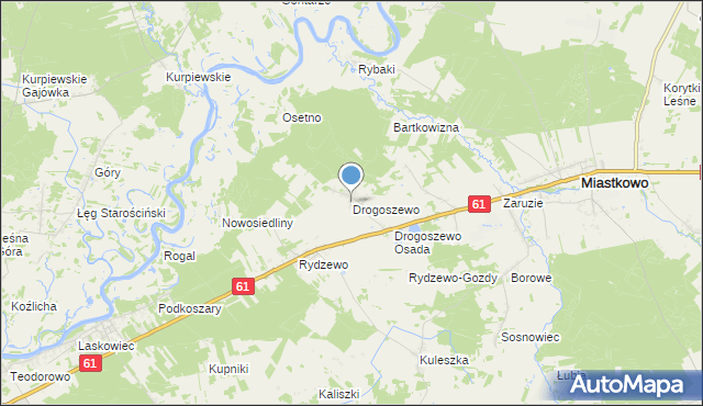 mapa Drogoszewo, Drogoszewo gmina Miastkowo na mapie Targeo