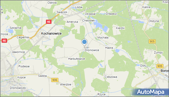 mapa Droniowice, Droniowice na mapie Targeo