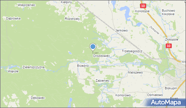 mapa Drozdowiec, Drozdowiec na mapie Targeo