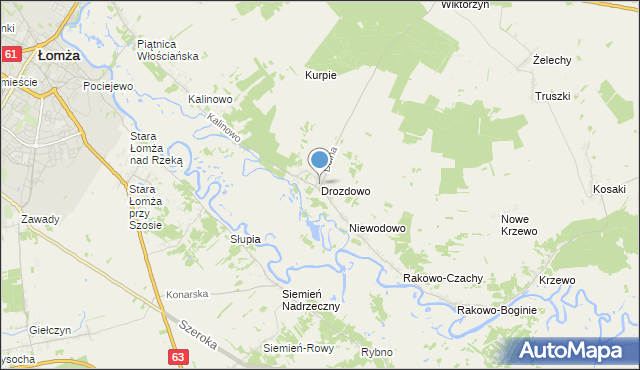 mapa Drozdowo, Drozdowo gmina Piątnica na mapie Targeo