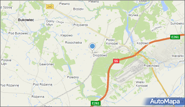 mapa Drozdowo, Drozdowo gmina Świecie na mapie Targeo