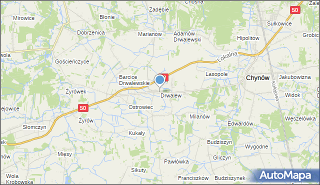 mapa Drwalew, Drwalew gmina Chynów na mapie Targeo