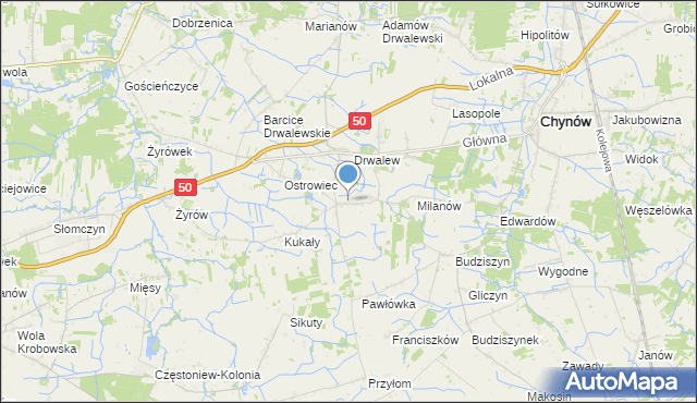 mapa Drwalewice, Drwalewice gmina Chynów na mapie Targeo